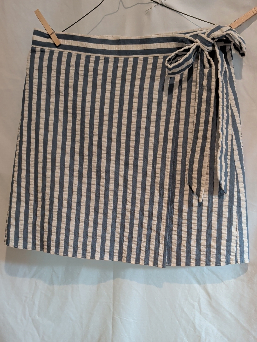 J. Crew Striped Tie-Waist Mini Skirt - Blue & White